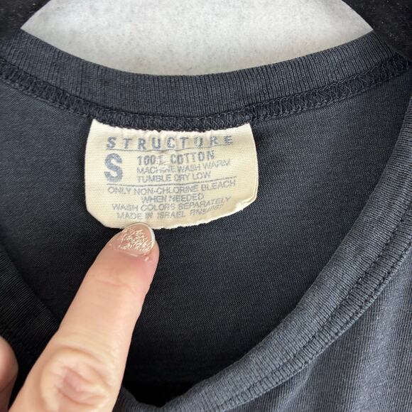 Structure Muscle Tank Crew Neck Women Small Black Minimalist 100 Cotton Gym READ - Picture 5 of 8